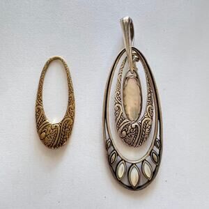 Carolyn Pollack Relios Necklace Pendant Enhancer 925 Sterling Silver Pearl Brass